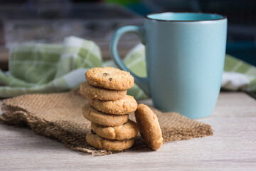 Group of cookie on desk,soft focus.