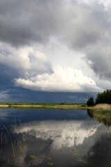Fototapeta na wymiar View of lake Seliger after rain