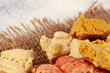 Assortment of turkish desserts baklava and halva