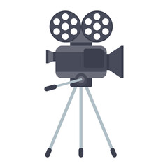 Movie Camera Stand icon. Retro movie camera, camcorder.