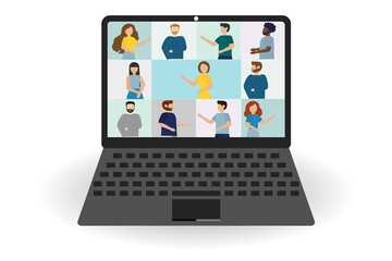 Illustrations flat design concept video conference. online meeting work form home. Vector illustrate. eps.10