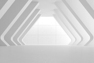 Obraz premium Przestrzeń architektury abstrakcyjnej, wnętrze z betonową ścianą. Renderowania 3D.
