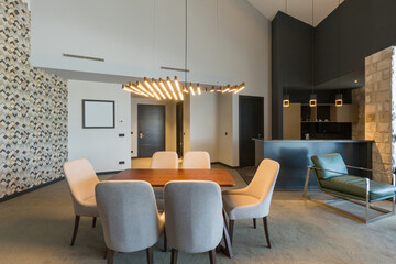 Interior of a luxury hotel penthouse in mountain hotel resort