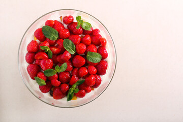 Nectarine and strawberry trifle