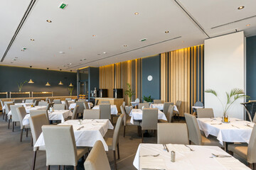 Interior of a empty hotel restaurant