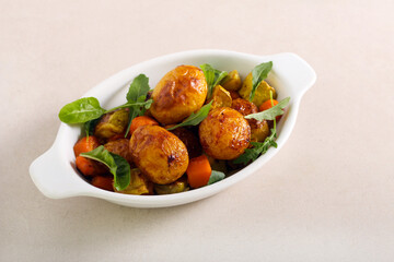 Roast potato, carrot and courgette