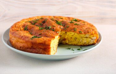Chicken and cheese pie, sliced