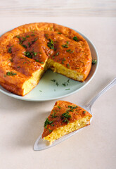 Chicken and cheese pie, sliced