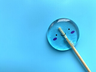 Lollipops on blue background