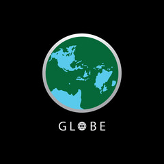 Globe map round earth logo vector image,Vector earth globes isolated on black background.