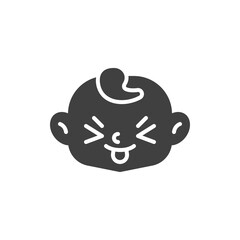 Squinting Face with Tongue vector icon. filled flat sign for mobile concept and web design. Child stuck out tongue glyph icon. Symbol, logo illustration. Vector graphics