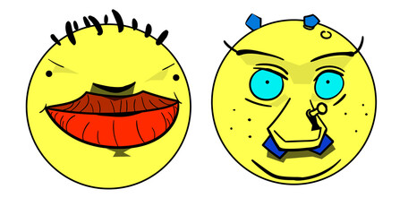 vector illustration of two funny faces
