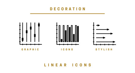 Set Icons diagram in linear style. Infographics icon chart vector graphics