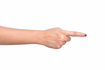 woman hand, voting ink in hand isolated on white background