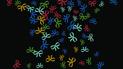Festive Background with Colorful Bows. Delicate Pattern for Postcard, Print, Banner or Poster. Little Pretty Bows For Party Decoration, Wedding, Birthday or Anniversary Invitation. Vector
