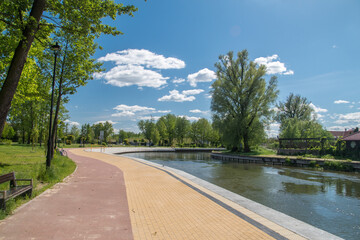 Pisa river and walking and cycling path in Pisz.