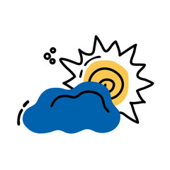 summer sun with cloud line and fill icon