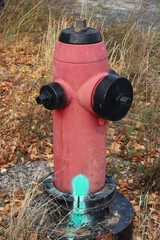 レトロな消火栓　Retro but active fire hydrant