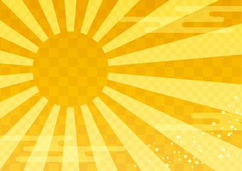 【年賀状素材】初日の出の背景イラスト 金