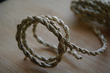 handcraft rattan rope, various kinds of crafts with wooden background