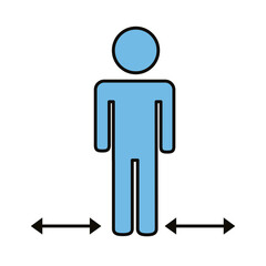 human figure with arrows distance social line and fill style