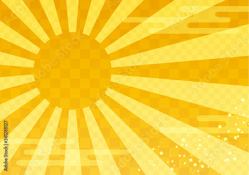 年賀状素材 初日の出の背景イラスト 金 Background Poster Backgrou Kinusara