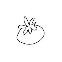 Vector tomato with a black line.Food and cooking illustration in doodle style on a white isolated background hand drawn.Design for social networks,web,advertising,banners,menu,recipes.