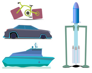 vector illustration of a set of transport