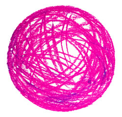 Circle drawn in crayons pink with stripes circle. Pastel oil crayons. crayon scribble background