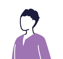 young man cartoon on white background