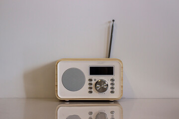 Radio on a white background. Retro old radio on a white background.