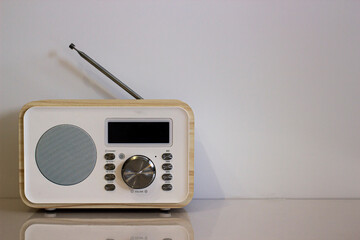 Radio on a white background. Retro old radio on a white background.