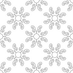 Seamless pattern with spirals. Dark grey and white. Vector.	