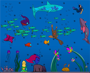 Naklejka na ściany i meble underwater world background