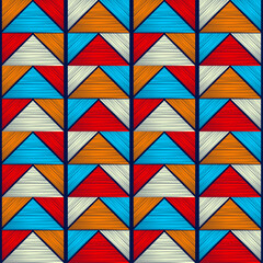 Aztec elements. Design with manual hatching.  Geometry. Seamless pattern. Textile. Ethnic boho ornament. Vector illustration for web design or print.