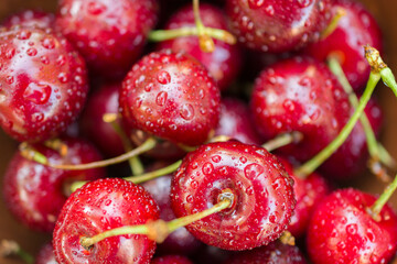 Sweet cherry close-up. Food background.