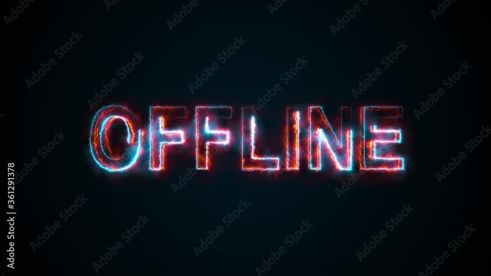 Poster the burning inscription offline on a screen on the internet. 3d rendering text. computer generated w