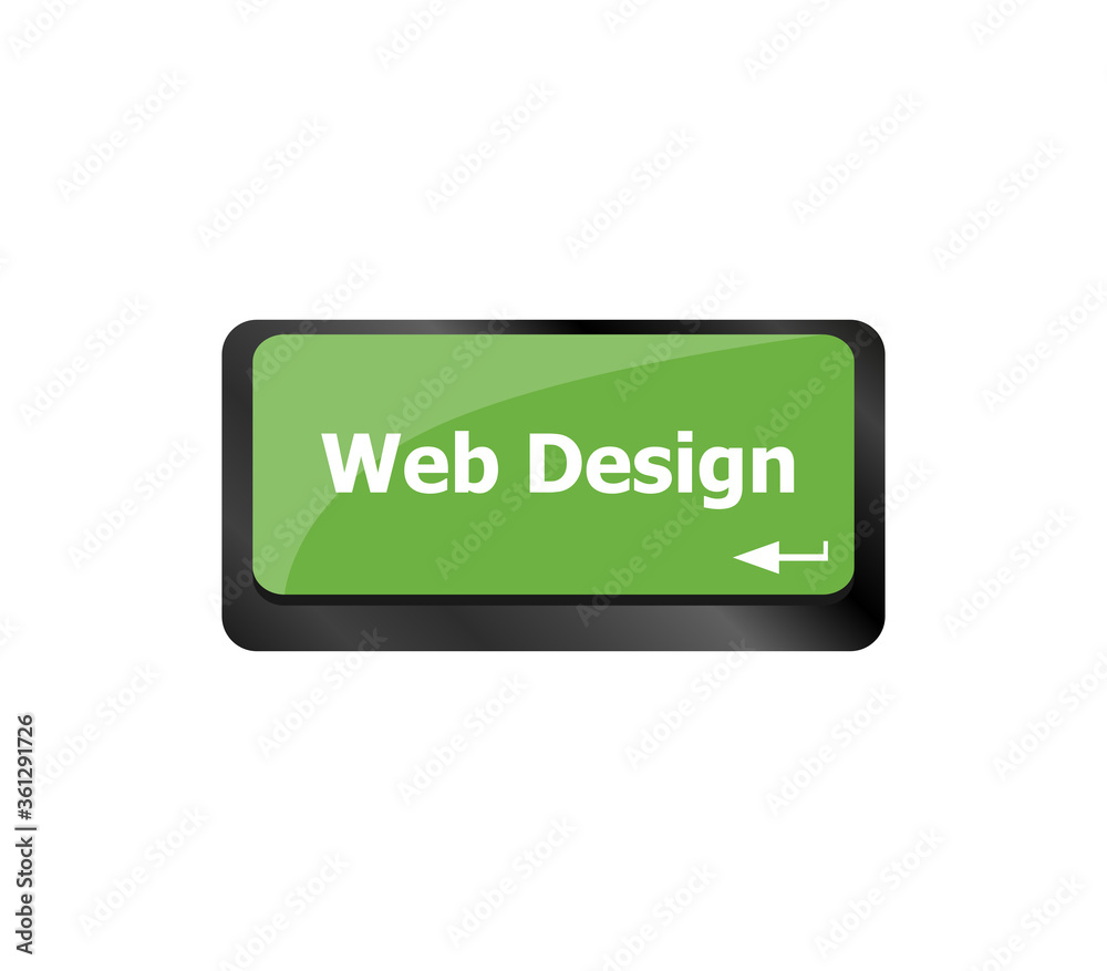 Poster web design text on a button keyboard key