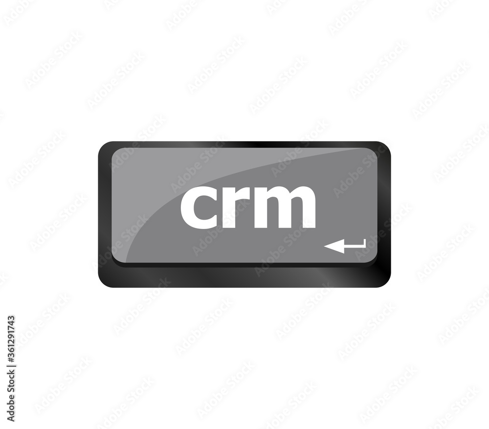 Poster crm keyboard keys. laptop button on computer pc