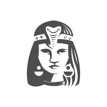 recommend clip art: cleopatra logo black and white vector illustration
