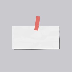  Crumpled paper with tape on grey background. Realistic mockup vector illustration.