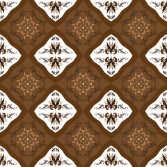 Elegance flower motifs on Tradisional batik design with white brown color