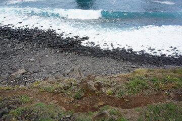 Black beach near Ribeira Da Janela, Madeira