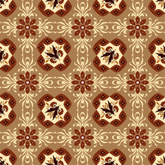 Simple flower pattern on Central Java batik with mocca color