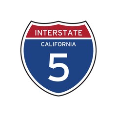 Interstate california 5 route sign