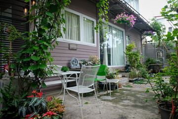 a beautiful garden out side the house in Bangkok, Thailand.