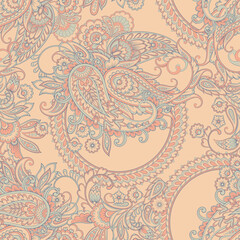 Seamless Vector Paisley Floral  ornament