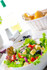 Greek salad with sheep's cheese a delicious classic.