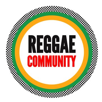 Reggae community  logo circular with yellow, green,red,black. ideal for websites, club,dub night,sound systems ,promotion and more.