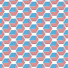 Fototapeta premium SeamlesspatternofUSflaginhexagonsymbol
